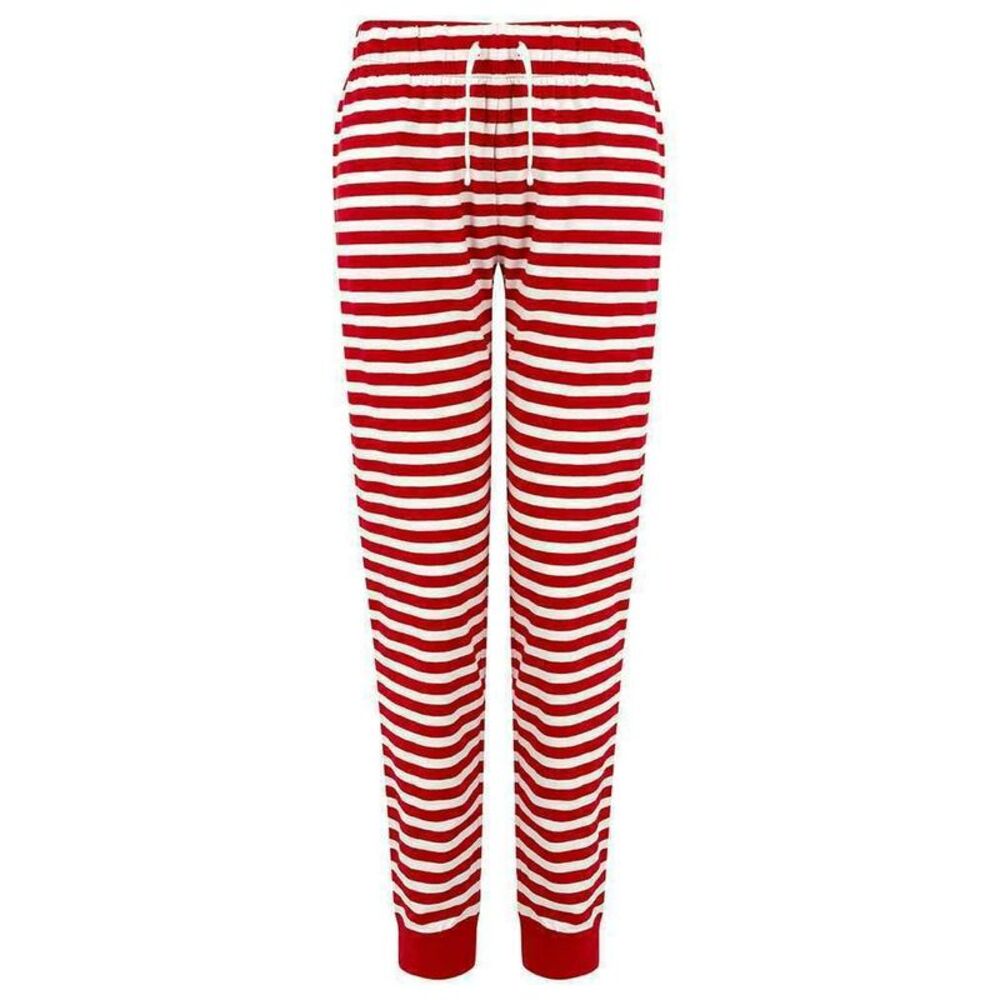 Skinni Fit Womens/Ladies Cuffed Lounge Pants / Red/White